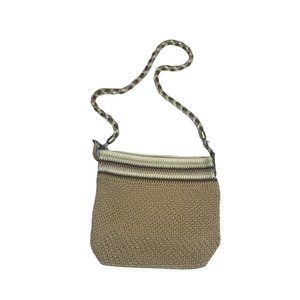 The Sak Crossbody Shoulder Handbag Crochet Woven Knit Tan Pink Purse Hobo Women